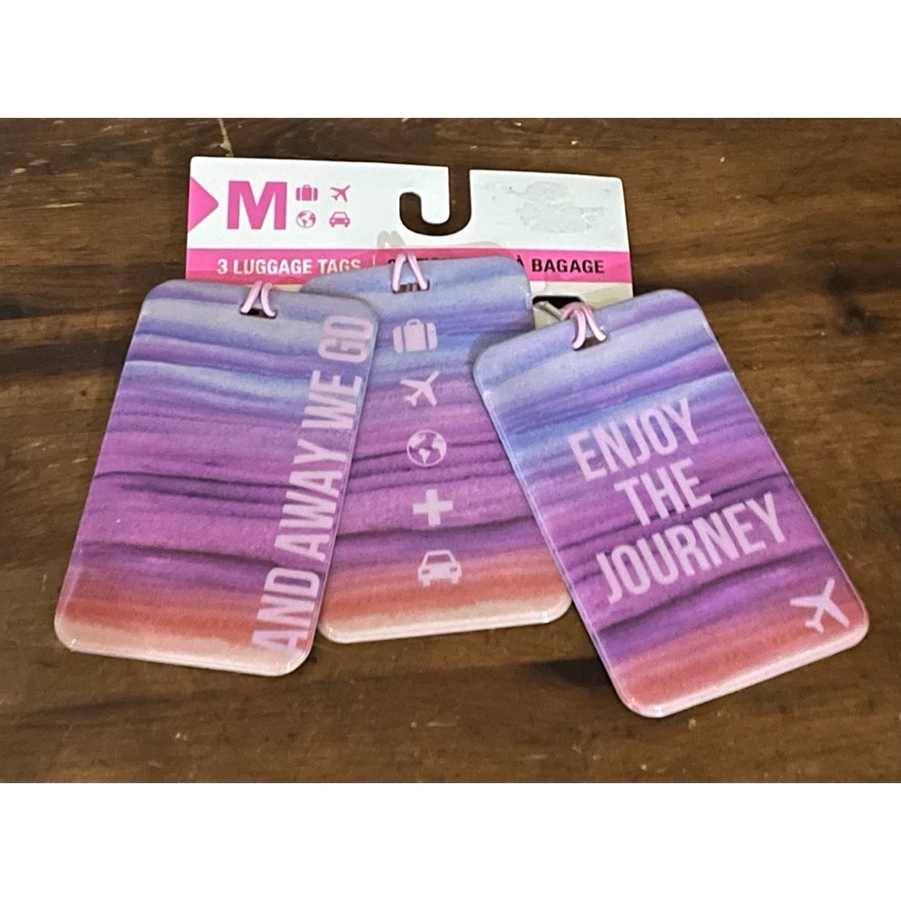 M Lifestyle Accessories Luggage Tags Enjoy the Journey and Away We Go 3 Tags New